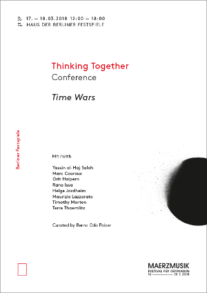Cover of the reader of the Thinking Together conference at MaerzMusik 2018