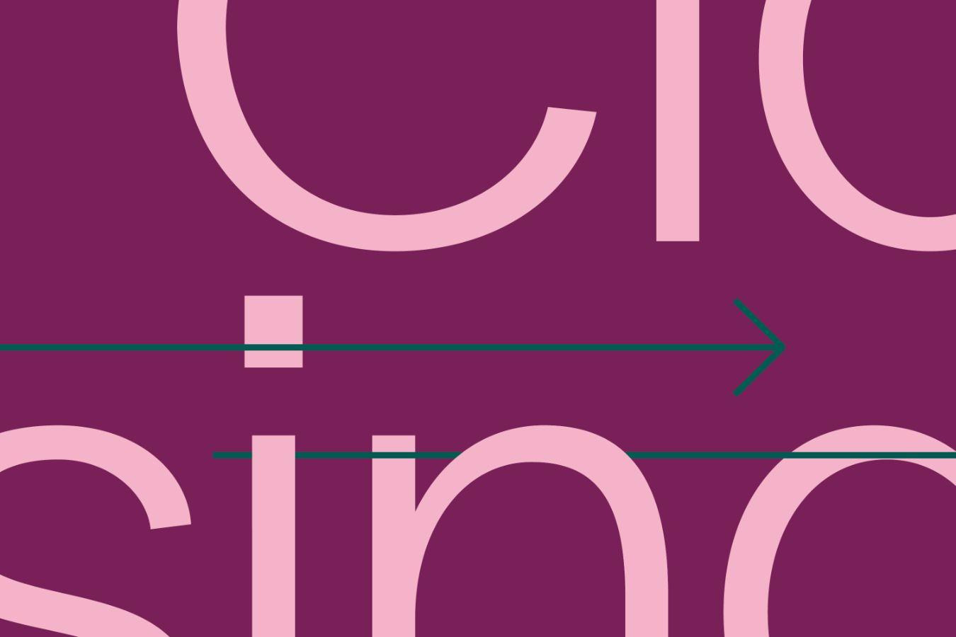 Visual with arrows and cropped letters