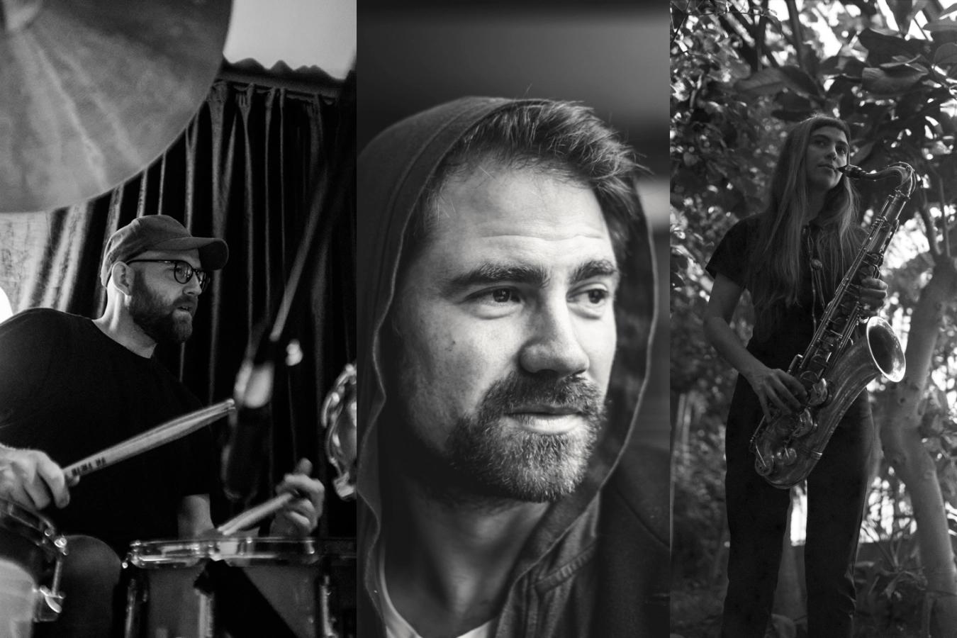 Porträt-Collage von Andrew Lisle, Kit Downes und Camila Nebia