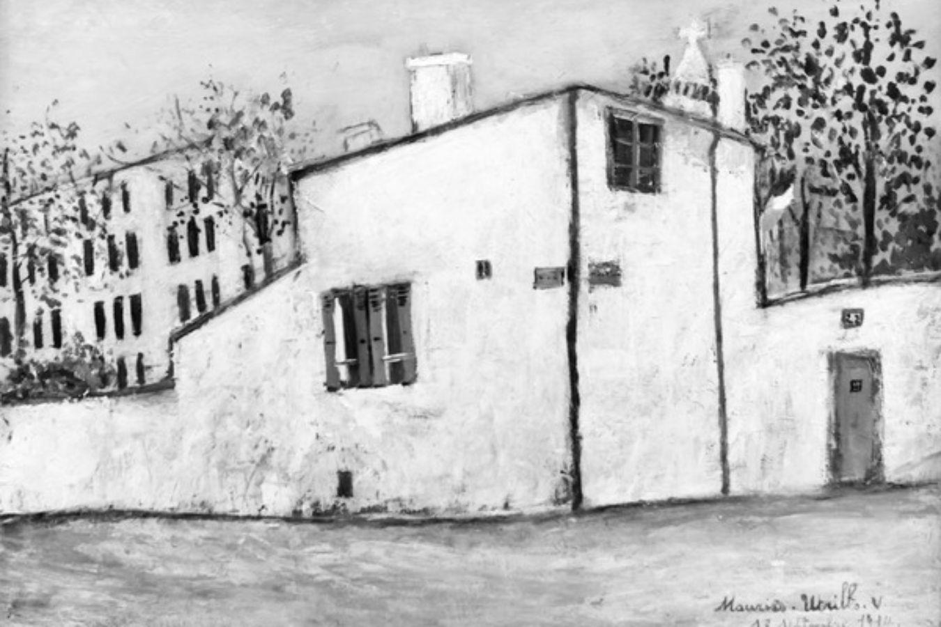Als mediterranes kubistisches Haus mit getupften Bäumen im Hintergrund zeigt der Maler Maurice Utrillo das Haus von Hector Berlioz.