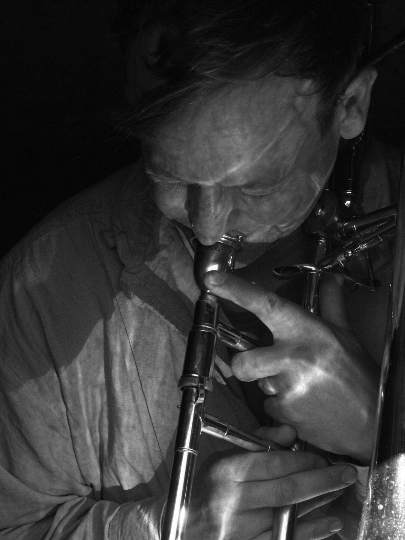 Jeffery playing the trombone.