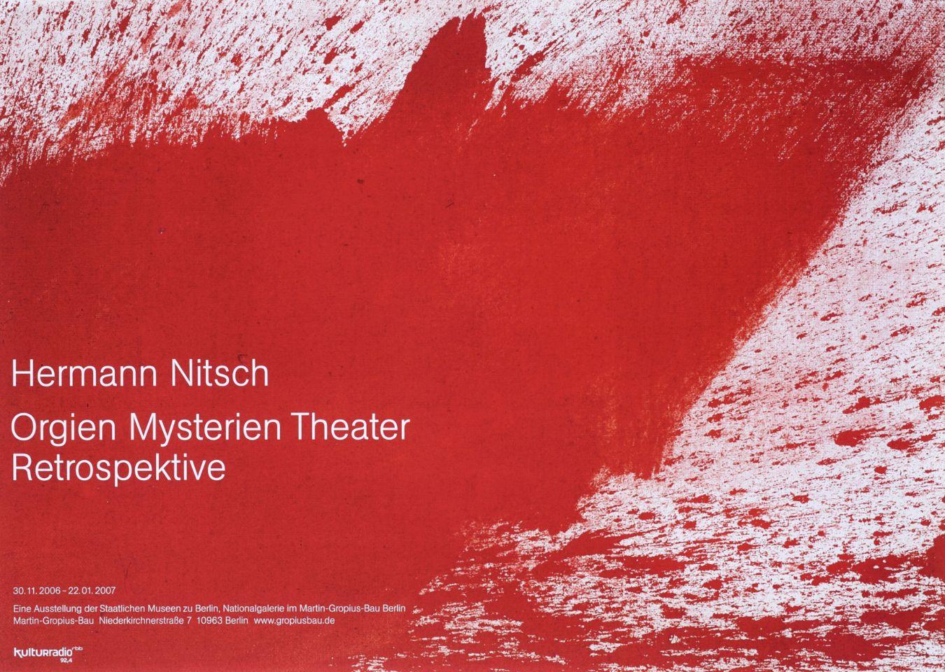 Plakat zur Ausstellung „Hermann Nitsch. Orgien Mysterien Theater.“