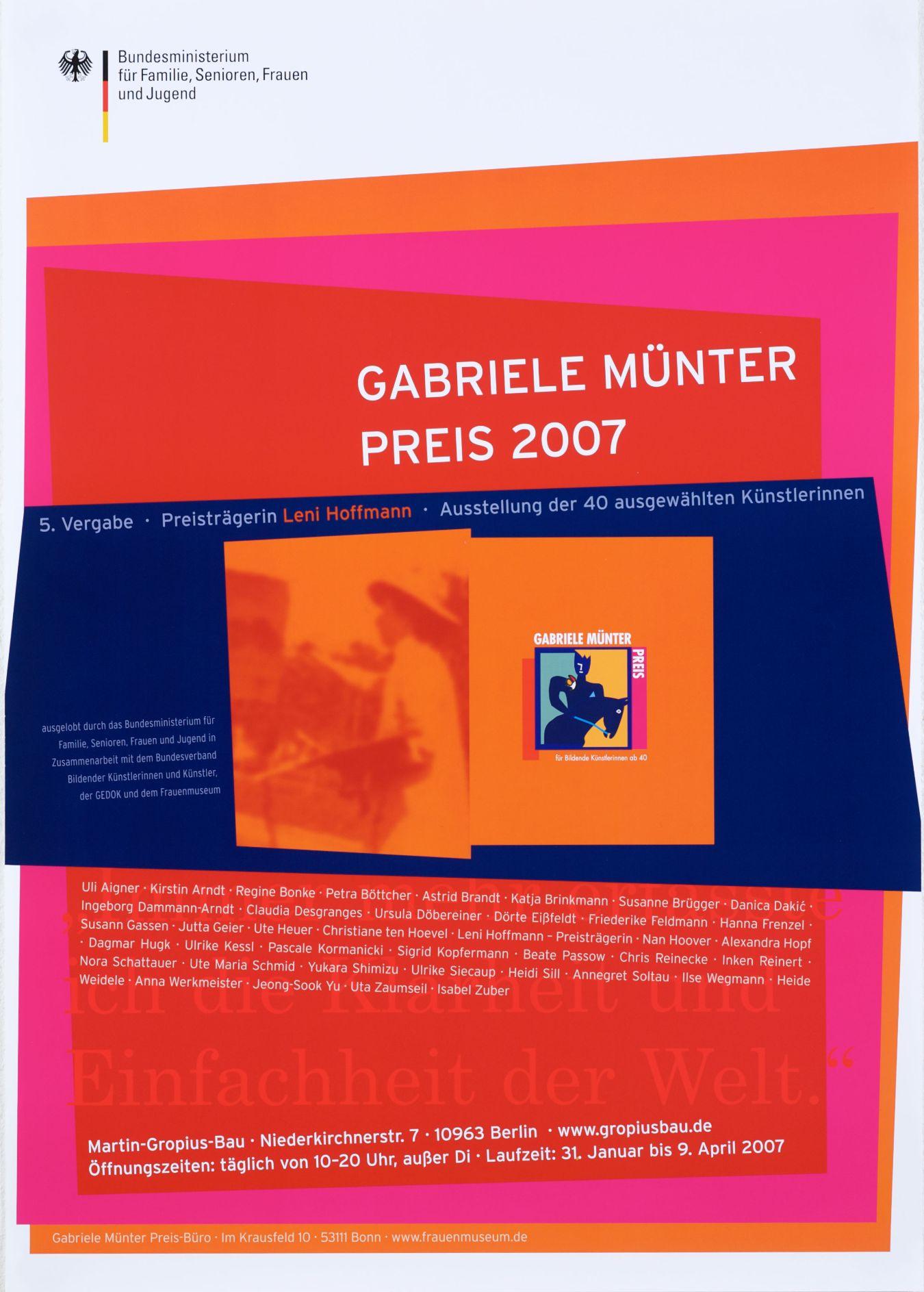 Poster of the exhibition “Gabriele Münter Prize 2007”