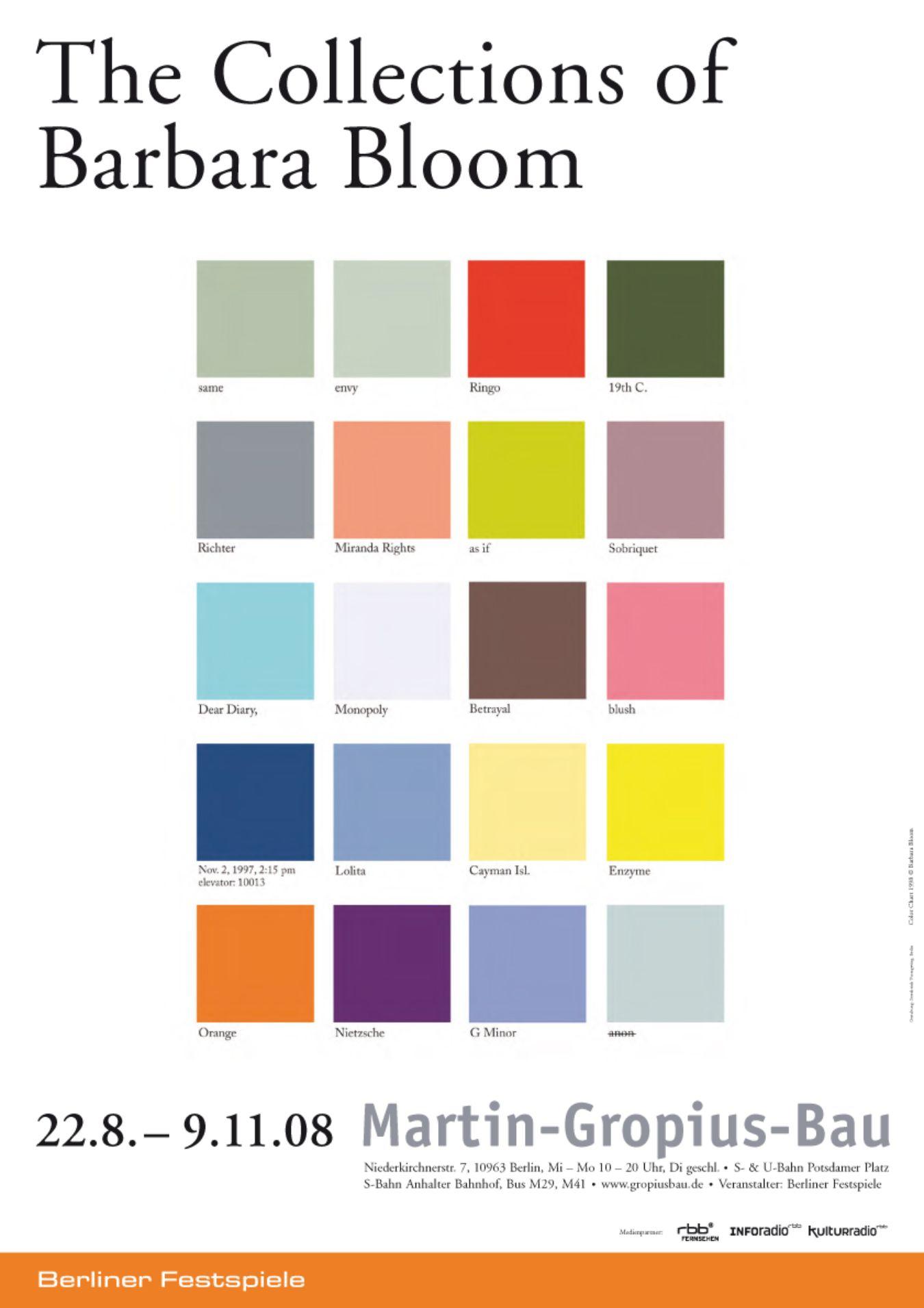 Plakat zur Ausstellung „The Collections of Barbara Bloom“