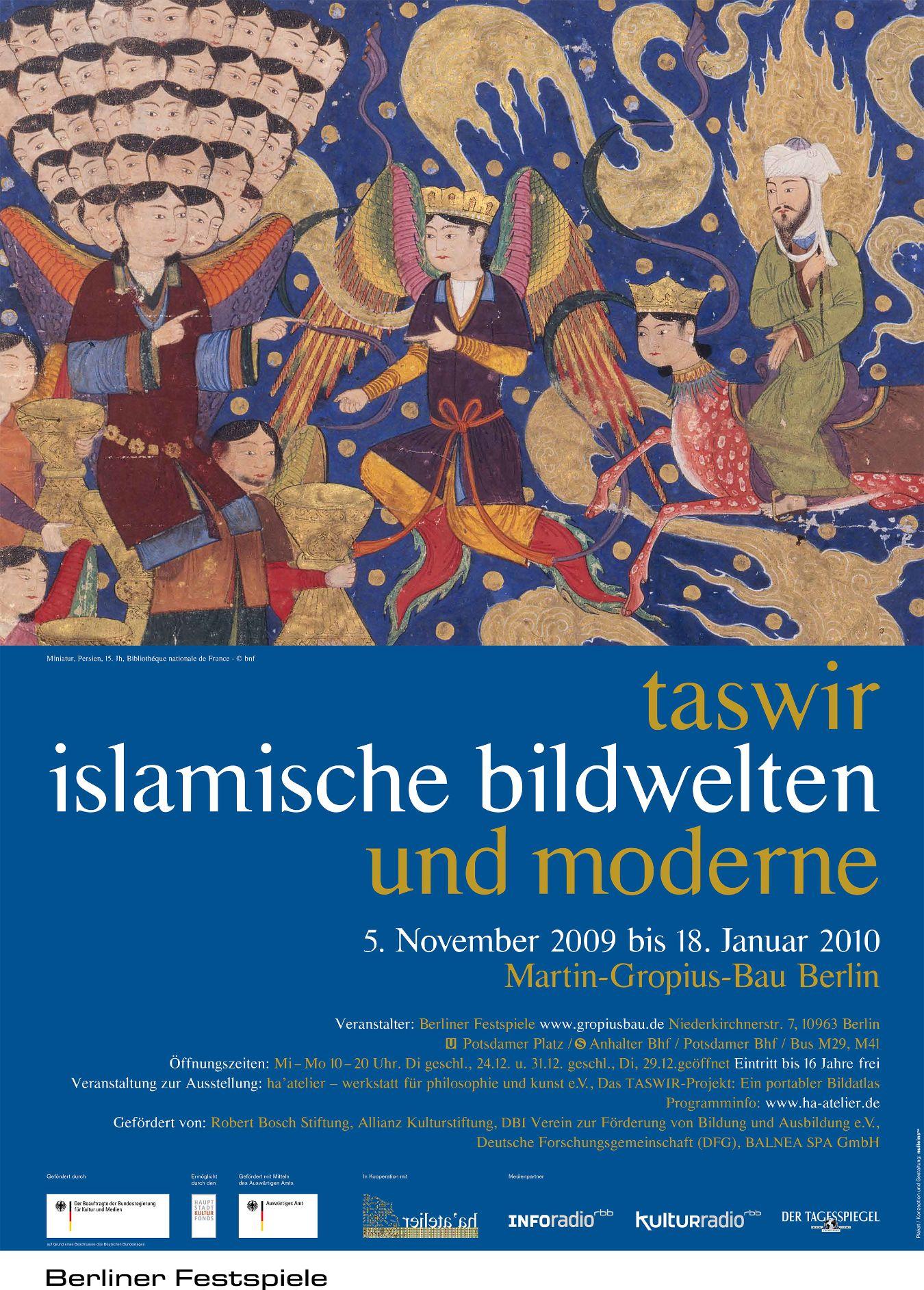 Plakat zur Ausstellung „Taswir – Islamische Bildwelten und Moderne“
