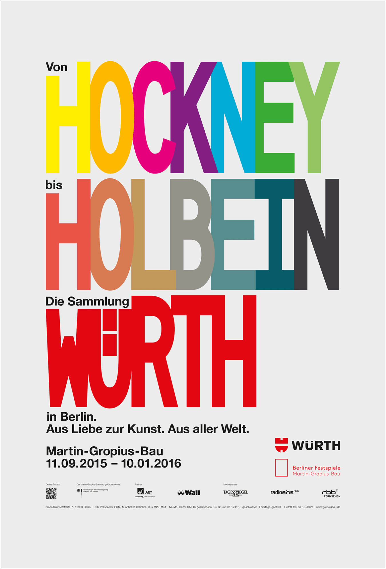 Ausstellungsplakat „Von Hockney bis Holbein. Die Sammlung Würth in Berlin“