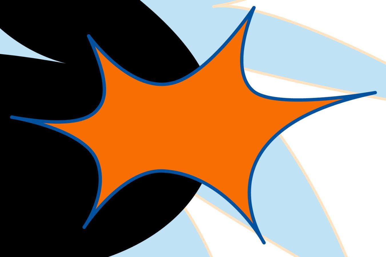 Ein sechseckiger, gezackter Stern, der das Visual der Veranstaltung „Playing the House“ bildet.