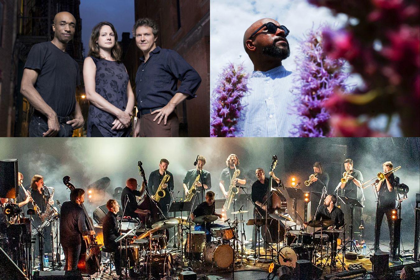 Collage mit dem Borderlands Trio, Ben LaMar Gay und dem Supersonic Orchestra