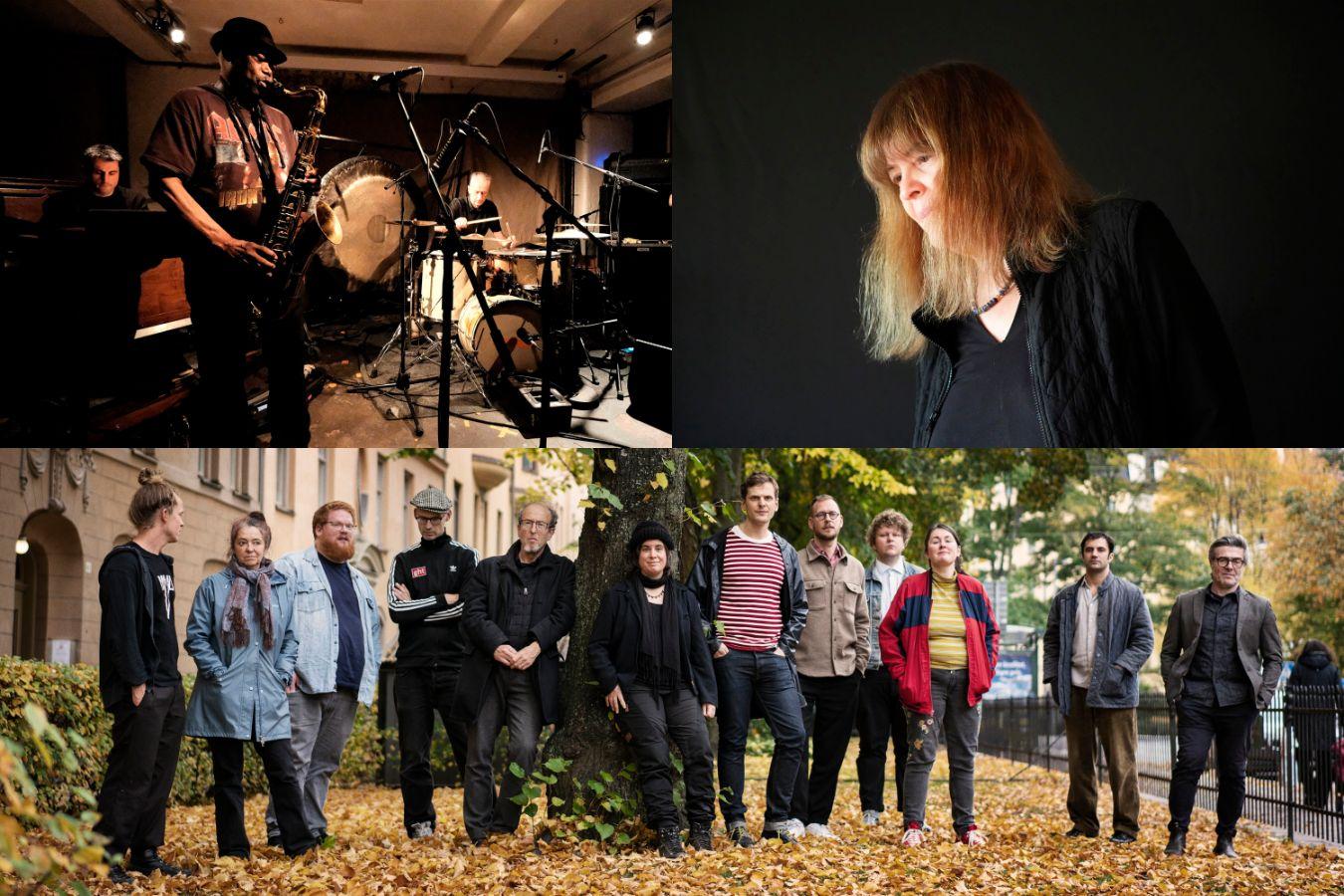 Porträt-Collage von Decoy mit Joe McPhee, Marilyn Crispell und dem Vilhelm Bromander Unfolding Orchestra