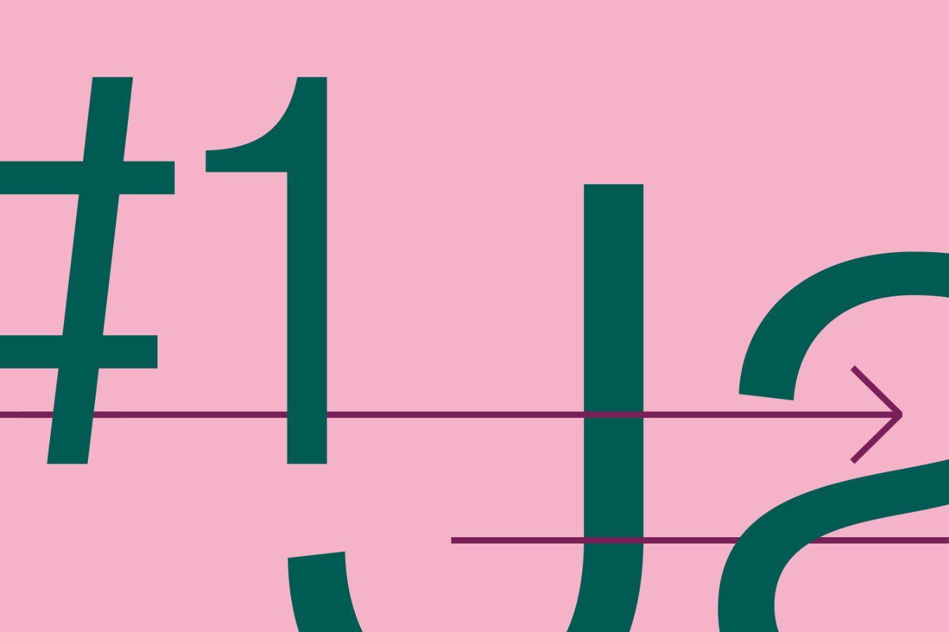 Visual mit Buchstaben, Pfeilen und Zahlen