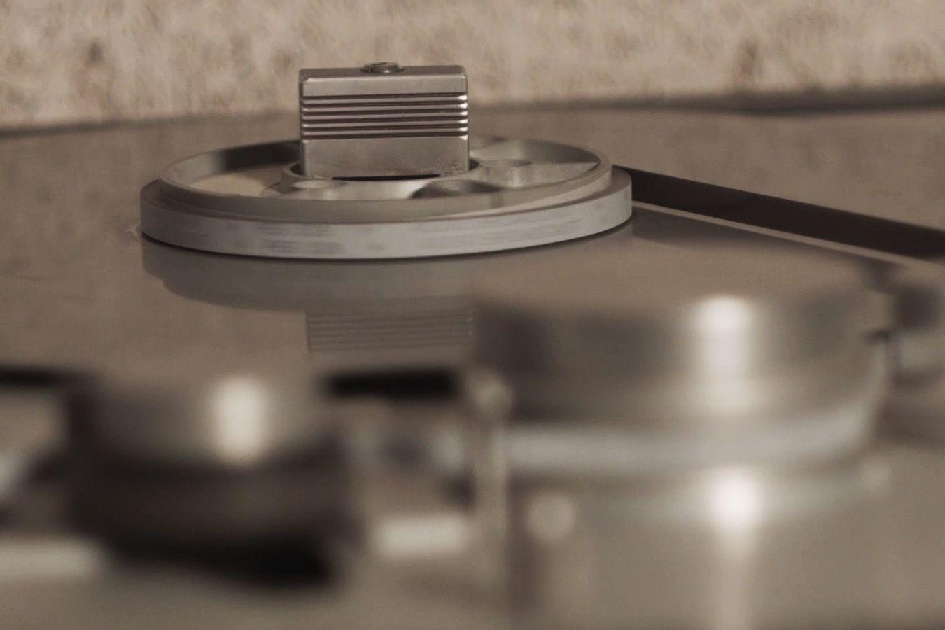 Close-up of a tape deck of a tape recorder