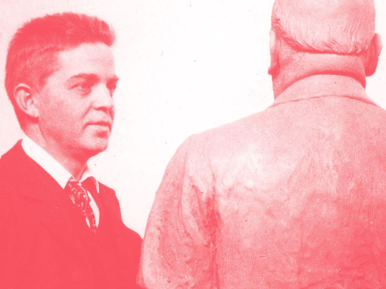 Carl Nielsen mit Büste des Opernsängers Niels Juel Simonsen 1905 © Det Kongelige Bibliotek, Kopenhagen