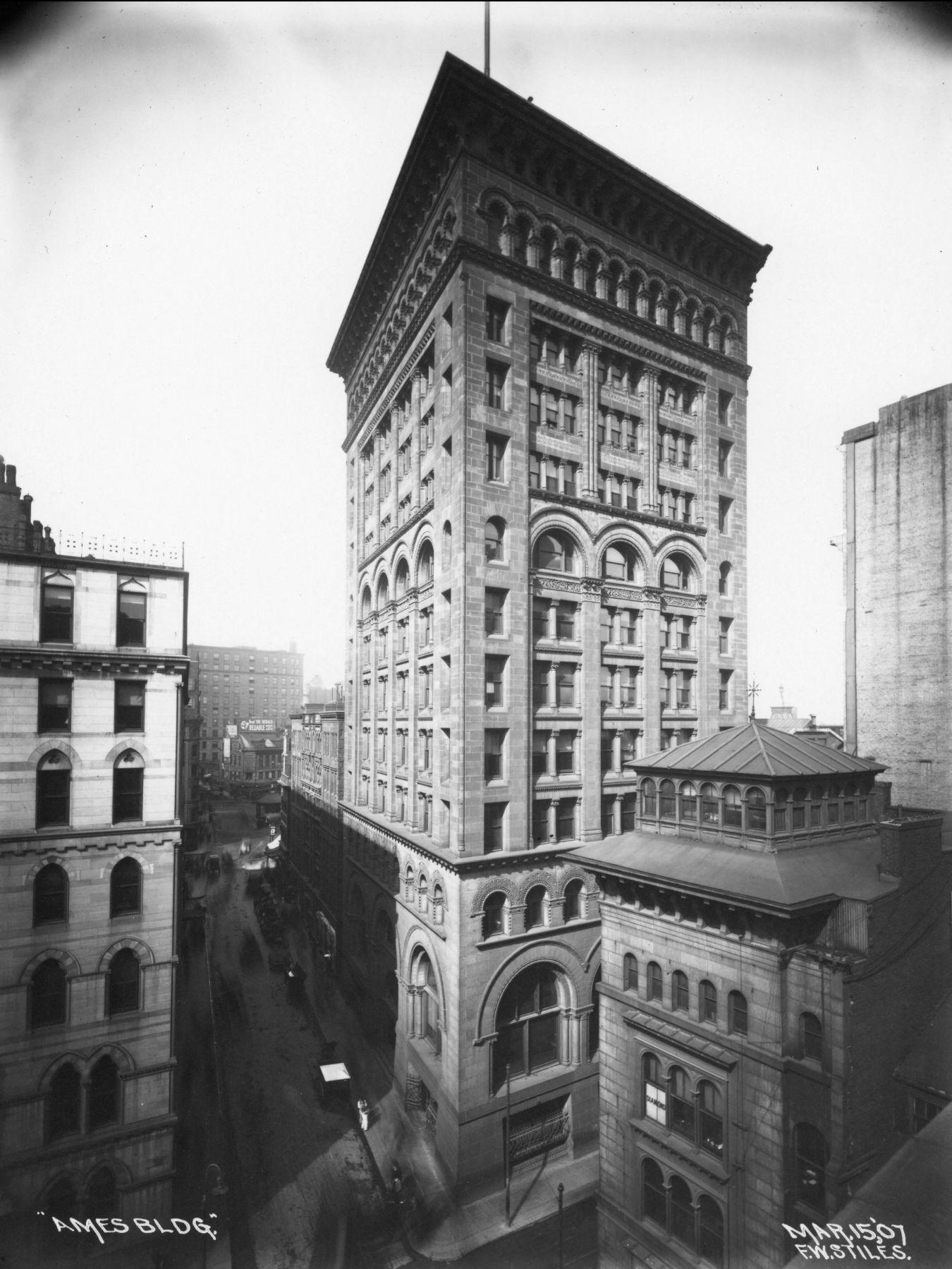 Ames Building Boston, ca. 1907, at: www.historyofmassachusetts.org