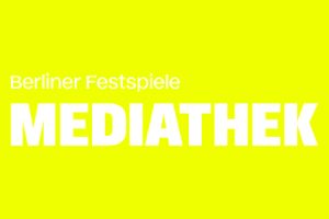 Gelber Hintergrund mit weißem Text: „Berliner Festspiele MEDIATHEK“