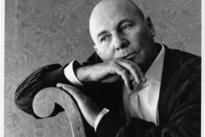 A black and white portrait of Hans Werner Henze