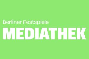 Grüner Hintergrund mit weißem Text: „Berliner Festspiele MEDIATHEK“