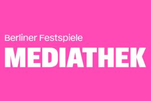 Pinkerfarbener Hintergrund mit weißem Text: „Berliner Festspiele MEDIATHEK“