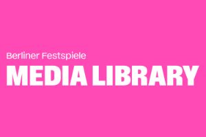 Pink background with white text: ‘Berliner Festspiele LIBRARY’