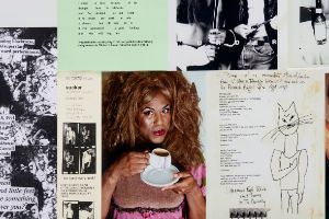 A collage of various photographs, texts and drawings.