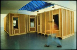 Installation view Rirkrit Tiravanija's "untitled 1996 (tomorow is another day)", 1996 at Kölnischer Kunstverein.