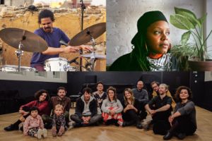 Collage mit Asher Gamedze, Matana Roberts und der Band KOMПOUSSULĂ