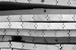 Boards (detail) in the Haus der Berliner Festspiele during the 1st construction phase of the 2010 renovations