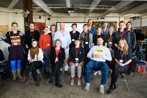 Participants in the 2021 Forum Ecological Sustainability in Theatre gather for a group photo.