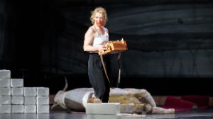 Lina Beckmann on stage at the performance of “Laios”