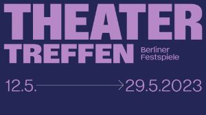 The logo of the Theatertreffen with the date 12.5. to 29.5.2023 on a purple background.